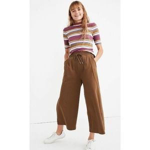 Madewell Brown Cotton Chord Wide Leg Cropped Pants Women's XS